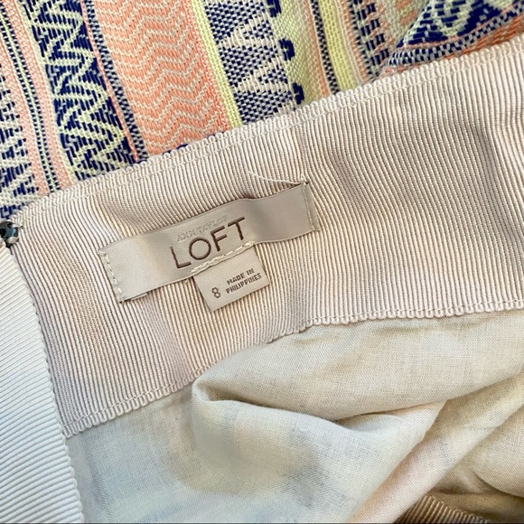 NWOT LOFT Woven Jacquard Mini Skirt Multi color Skirt Size 10 Aztec pattern - Picture 6 of 7